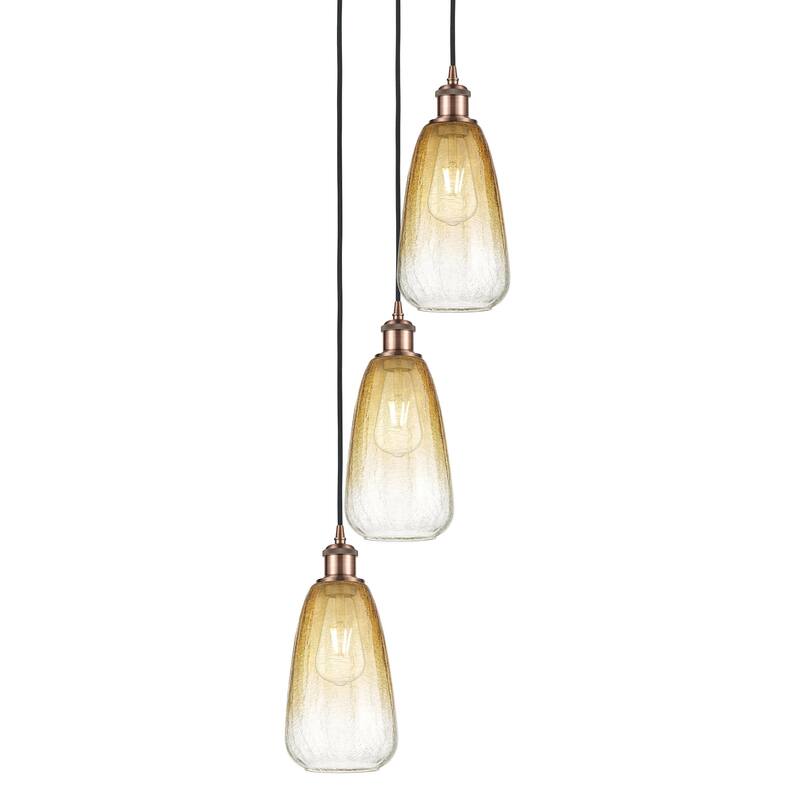 Innovations Lighting 113B-3P-40-13 Brookhaven Almond Pendant - Antique Copper / Amber