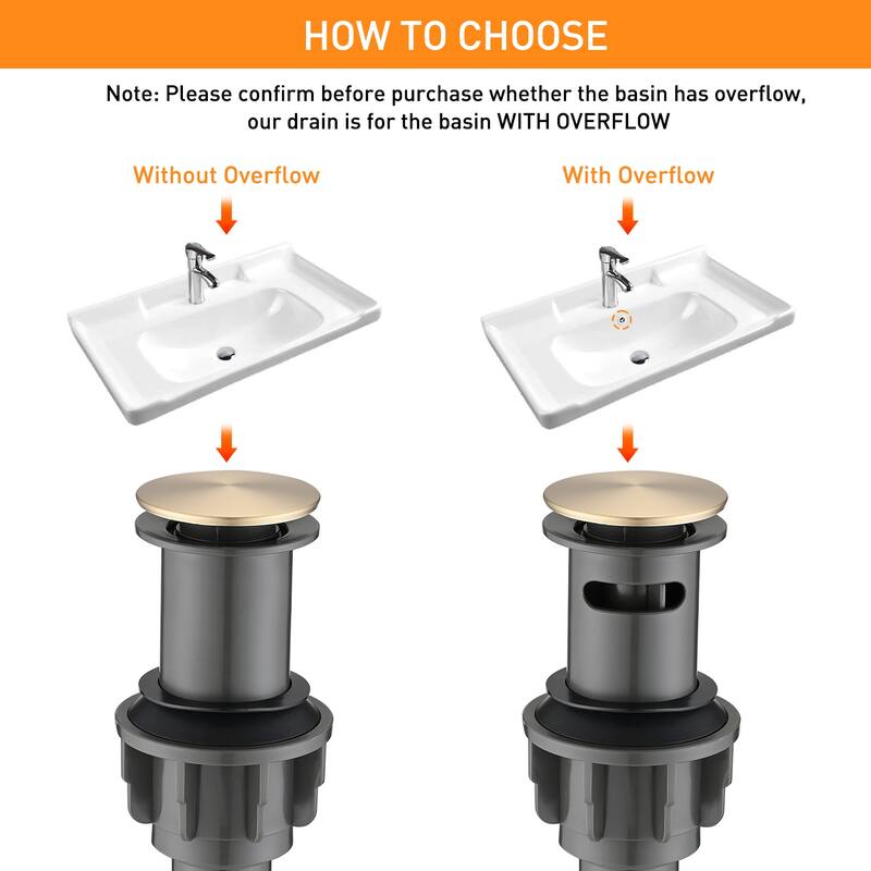 Dornberg Bathroom Sink Vessel Sink Pop-Up Drain with Overflow