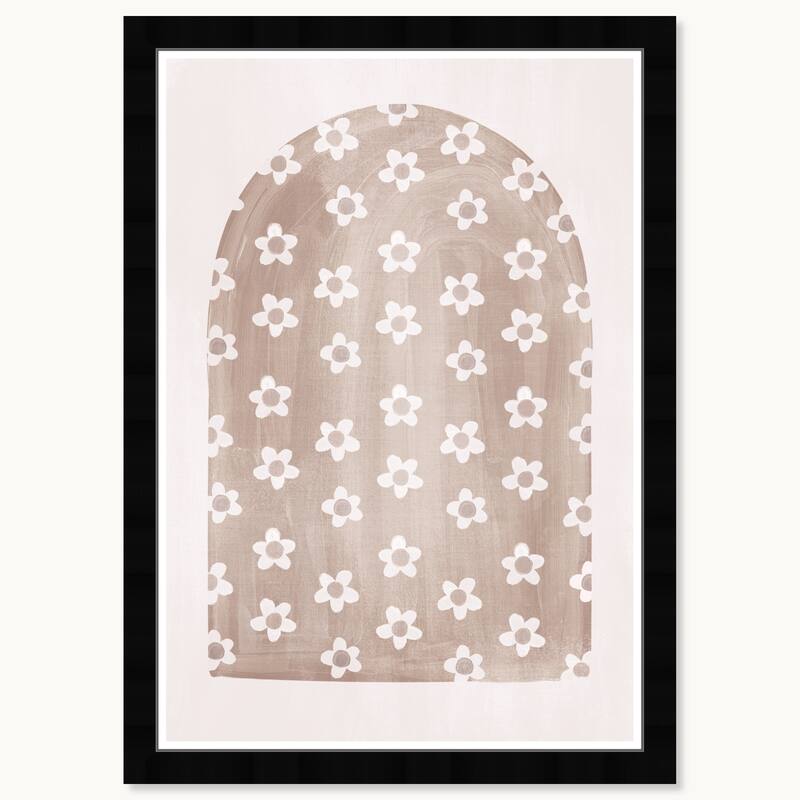 Wynwood Studio Faded Floral Arch Ii Framed Boho Floral 1 Piece Canvas Wall Art - 15 x 21 - Black