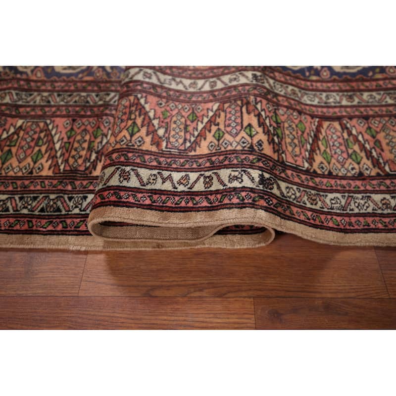 All-Over Bokhara Oriental Foyer Rug Handmade Wool Carpet - 4'1" x 6'2"