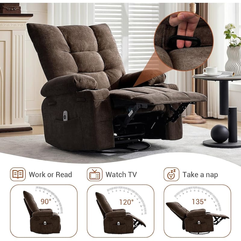 360 Degree Swivel Rocking Single Sofa with Cup Holders
