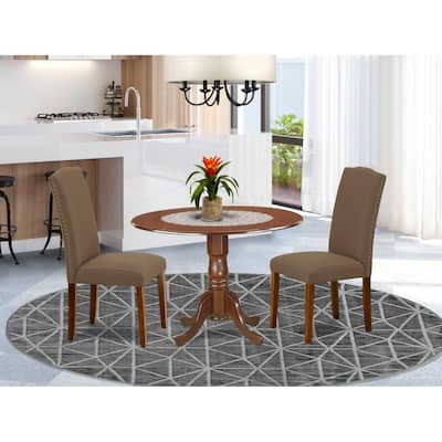 Round Kitchen Table Set 42 Inch with Parsons Chairs - Classic Charm Dining Set - Dark Coffee Finish
