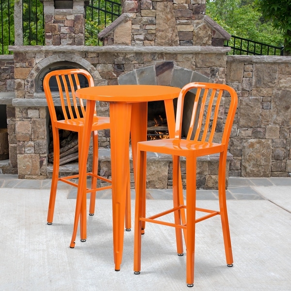 2 Pack 30" High Metal Indoor-Outdoor Barstool with Vertical Slat Back