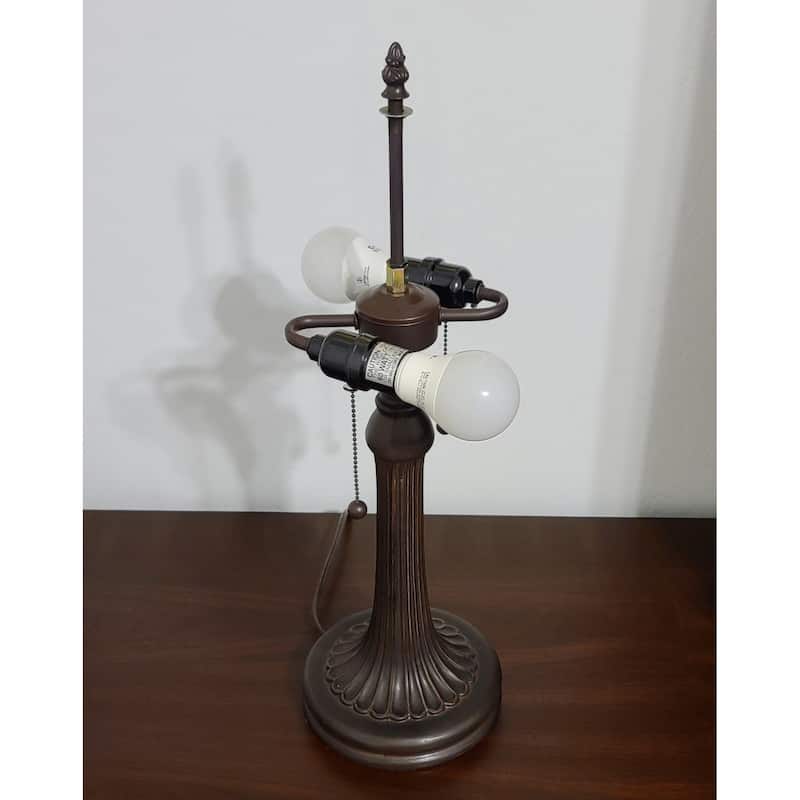 HomeRoots 24" Stained Glass Two Light Stained Glass Two Light Accent Table Lamp - 21 x 23 x 12