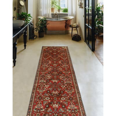 Fine Vintage Distressed Sandigul Red/Charcoal Runner - 2'9" x 9'3"