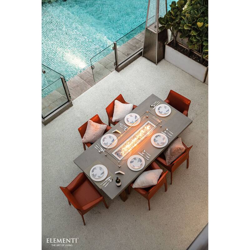 Elementi Sonoma 45,000 BTU Concrete Propane Fire Dining Table with Natural Ashwood Base