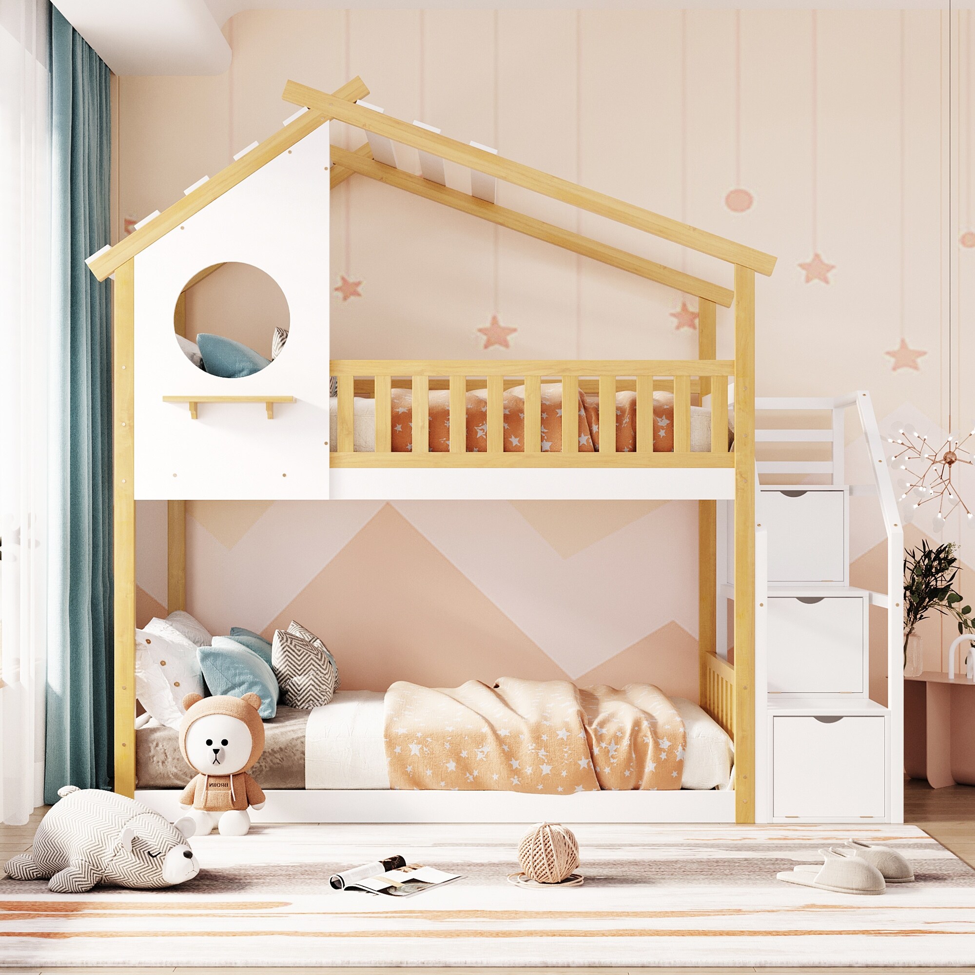 House shaped outlet bunk bed