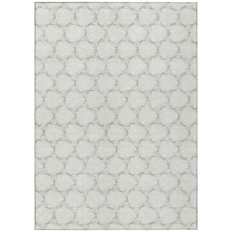 Machine Washable Indoor/ Outdoor Abstract Trellis Chantille Rug