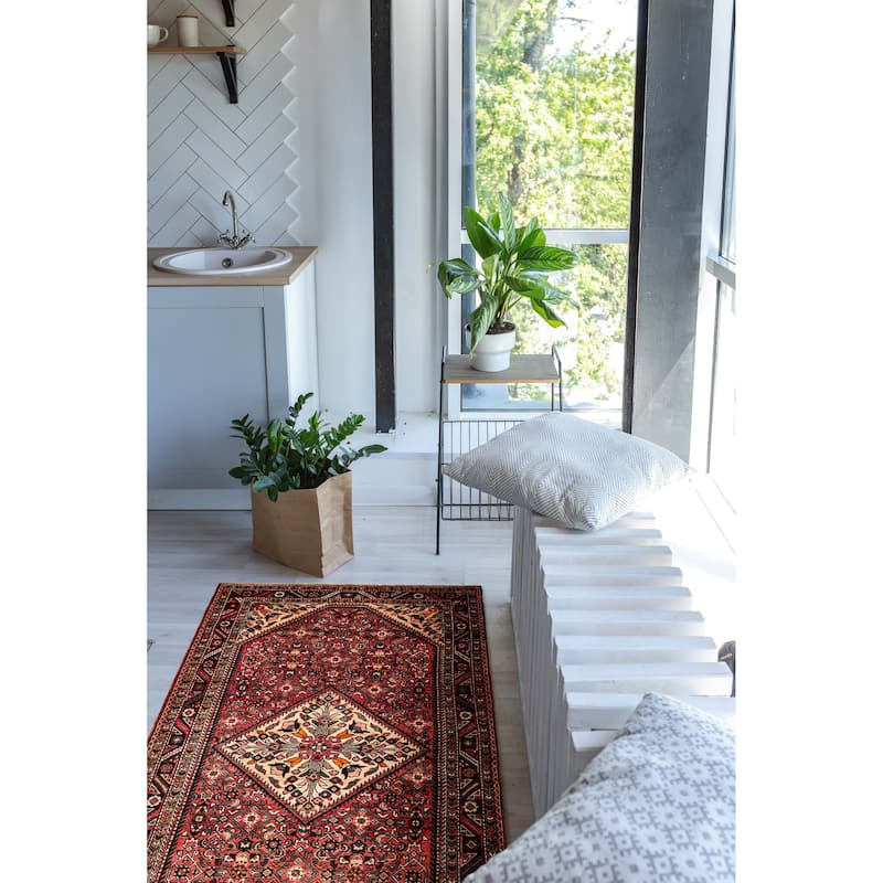 ECARPETGALLERY Hand-knotted Andelz Red Wool Rug - 5' 4" x 10' 7"