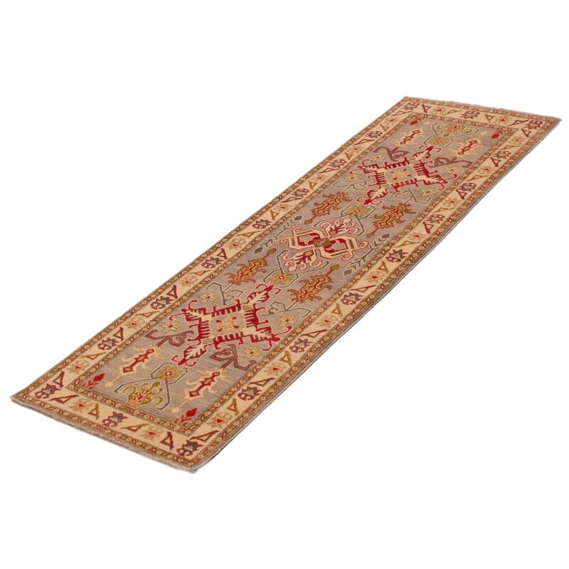 ECARPETGALLERY Hand-knotted Uzbek Ghazni Grey Wool Rug - 2'7 x 8'0