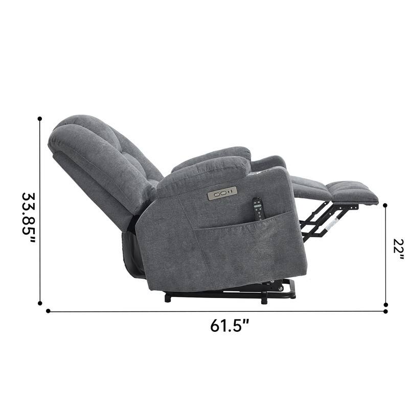 Large Power Lift Recliner with Massage & Heat - Heavy Duty Wide Recliner Chair for Elderly, USB/Type-C Charging, Cup Holders