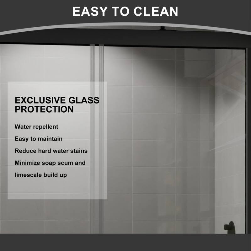 60''x72'' Double Sliding Semi-Frameless Shower Door with 6mm Tempered Glass