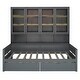 preview thumbnail 19 of 53, Full Size and Twin Size Wooden Daybed with Glass-Door Storage Cabinets, Built-in LED Lighting and Shelves