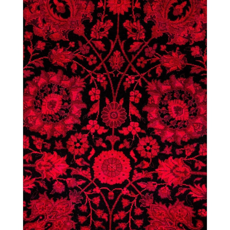 Overton Hand Knotted Wool Vintage Inspired Modern Contemporary Overdyed Red Runner Rug - 3' 1" x 10' 9"