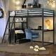 preview thumbnail 1 of 12, Twin Size Loft Bed with Desk and Shelves, Two Built-in Drawers, Grey Grey