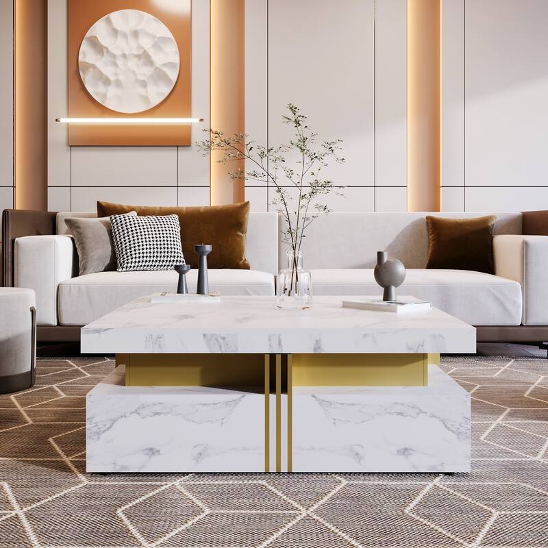 Square Storage Coffee Table - White