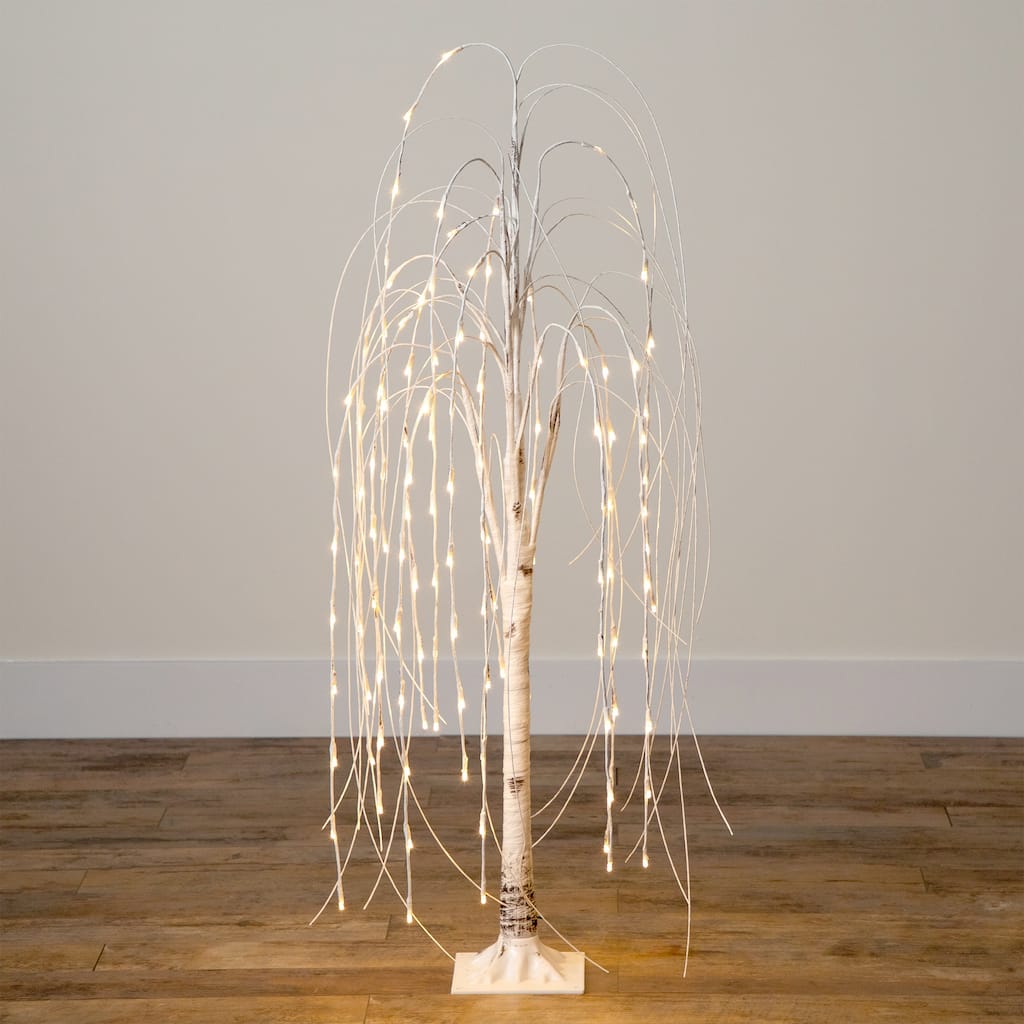 Pre-Lit Weeping Willow Artificial Christmas Tree - 4' - Warm White LED Lights