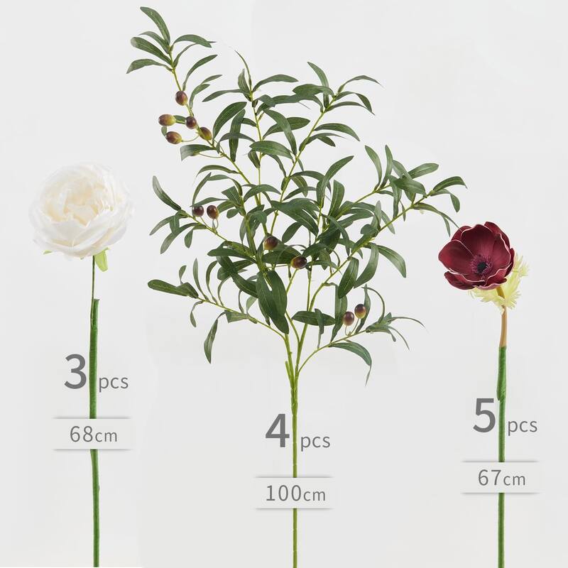 12pcs 40inch Fake Flowers Home Decor Faux Olive Branches for Vase Artificial Greenery Stems for Spring Wedding Table Centerpiece