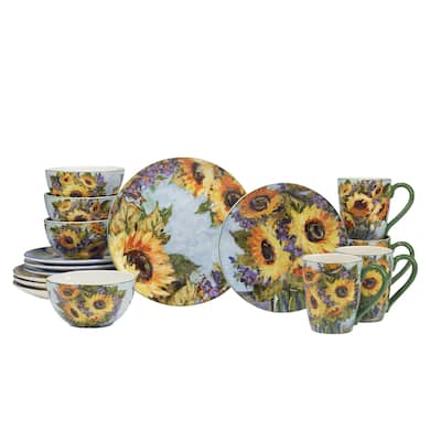 Certified International Sunflower Bouquet 16 Piece Dinnerware Set, Service For 4