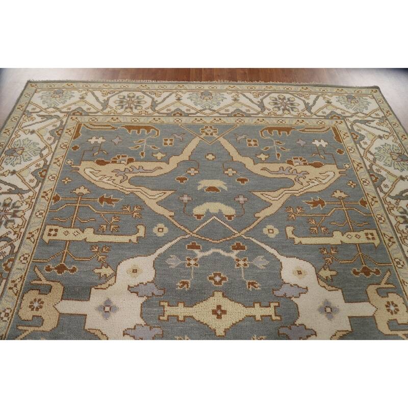 Gray Oushak Oriental Area Rug Handmade Wool Carpet - 7'11"x 9'8"