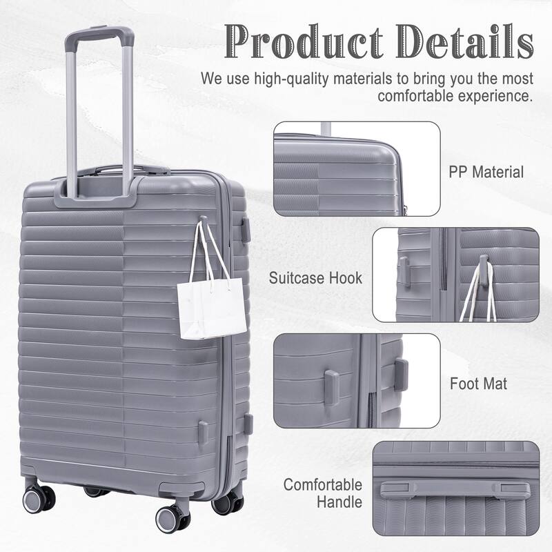 14IN 20IN 24IN 28IN 4 pcs/set in PP Spinner Wheel Luggage, Carry on Suitcase, Iron Pull Rod, Combination Password Lock