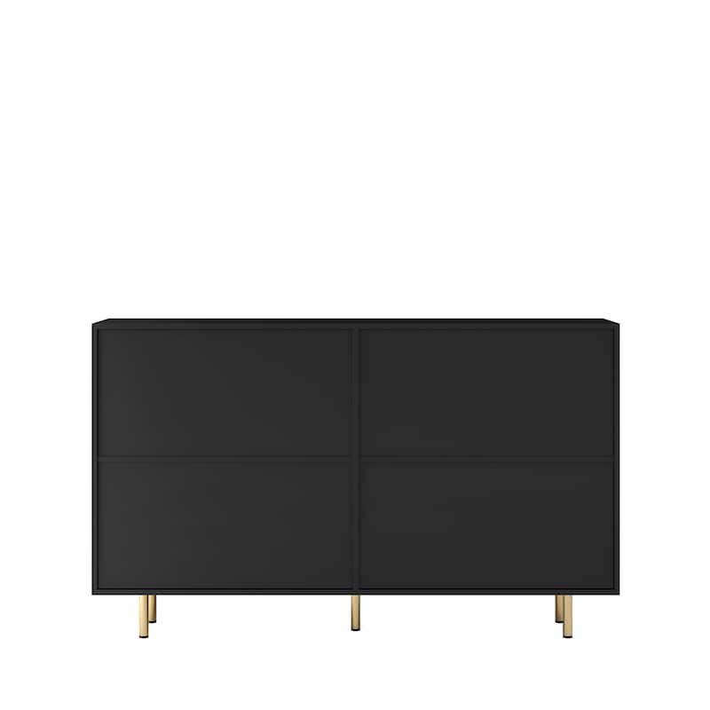 Black Modern Buffet Cabinet with Storage, Fluted Sideboard Large Buffet with Adjustable Shelves, Credenza