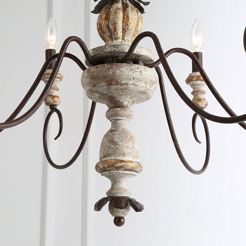 Farmhouse 6 Light Wood Chandelier French Country Ceiling Light for Dining Room 31 D x 28 H