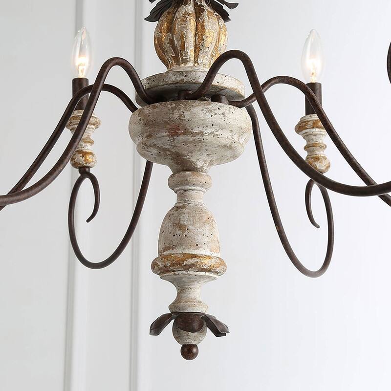 Farmhouse 6-Light Wood Chandelier French Country Light for Dining Room