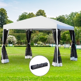Outsunny Pop Up Canopy Shelter Party Tent with Mes