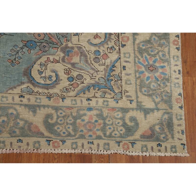 Light Blue Traditional Tabriz Persian Area Rug Handmade Wool Carpet - 6'5"x 9'5"