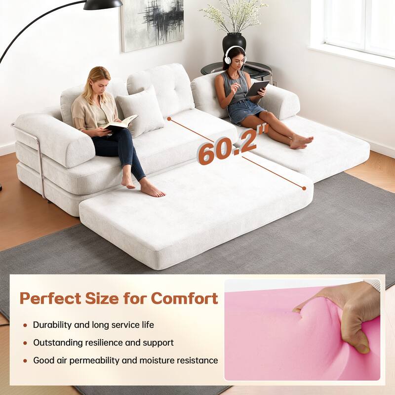 Modular Sectional Sofa with L-Shape Chaise Lounge, Comfy Chenille Boneless Couches, High-Responsive Memory Foam Compressed Sofa