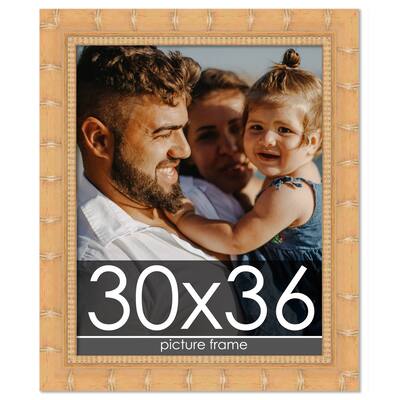 30x36 Bamboo Other Wood Tones Wood Picture Frame - UV Acrylic, Foam Board Backing, & Hanging Hardware Included!