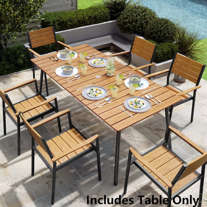 Pellebant Outdoor Aluminum Rectangular Dining Table - Brown