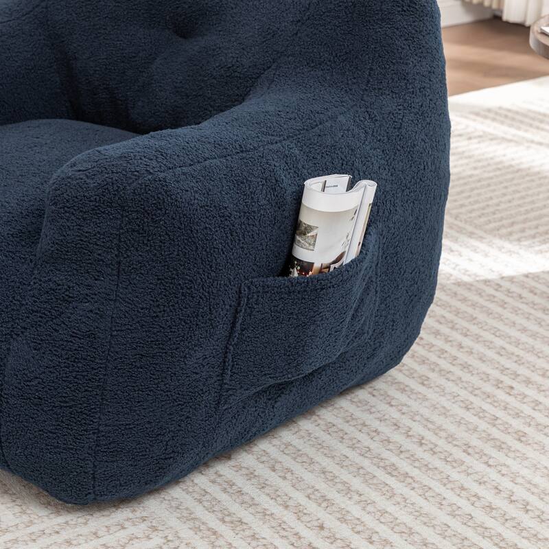 Teddy Fabric Bean Bag Chair, High Density Foam Bean Bag Sofa, Comfy Fluffy Lazy Sofa Chair Living Room, Bedroom
