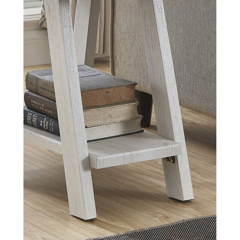 23.5" Modern Rectangular Side Table with Storage Shelf and Wide-angled Legs