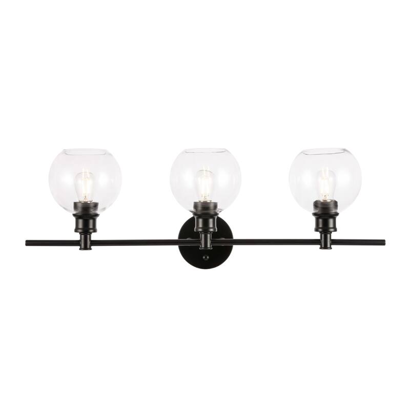 Elegant Lighting Collier 3 Light 28" Wide Bathroom Vanity Light with - Black