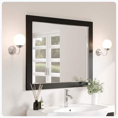 Eviva Acclaim 30" x 35" Rectangular Espresso Wooden Framed Mirror