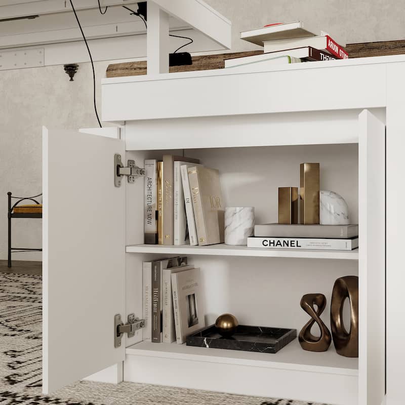 Electric Adjustable Standing Desk Table, 110" Large Height Adjustable Work Table with Storage