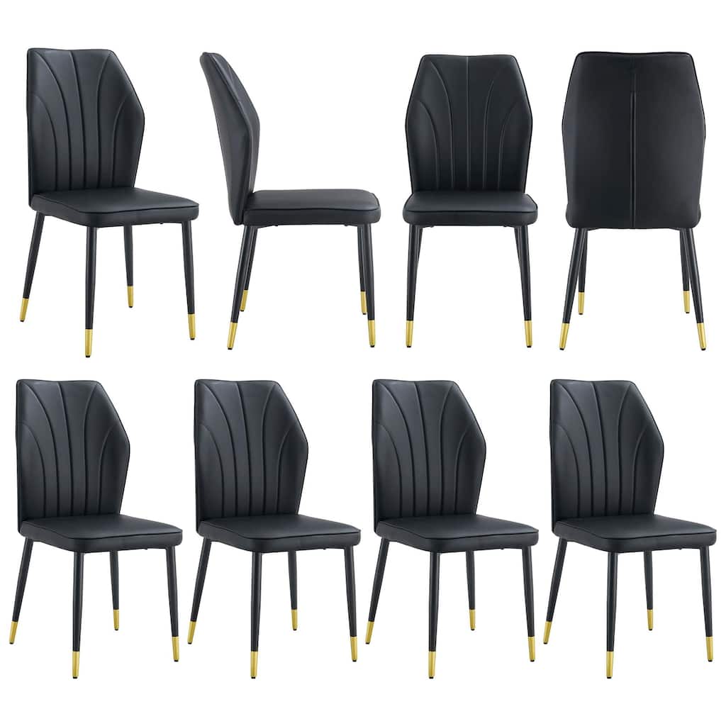 Modern 8 Piece PU Dining Chair Set with Widened Backrest, Soft Cushion, Metal Legs for Dining Room Kitchen Living Room Bedroom