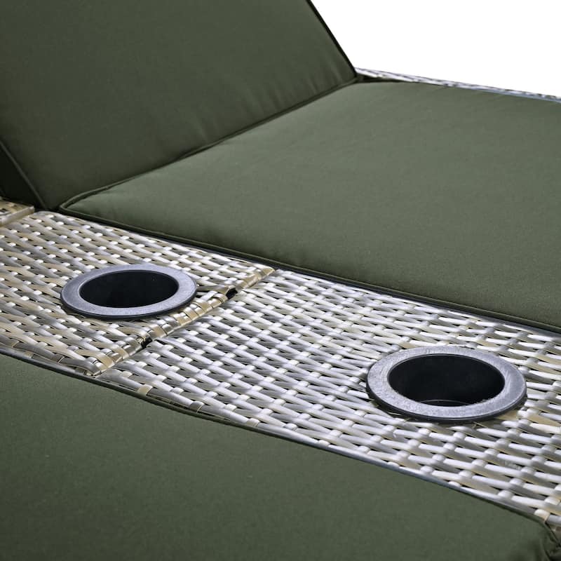 MERAX Outdoor Rattan Sun Lounger with Shelter Roof, Adjustable Backrest