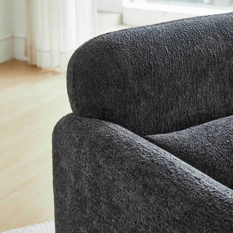 Accent Chair, Curved Back Single Armchair, Plush Upholstered