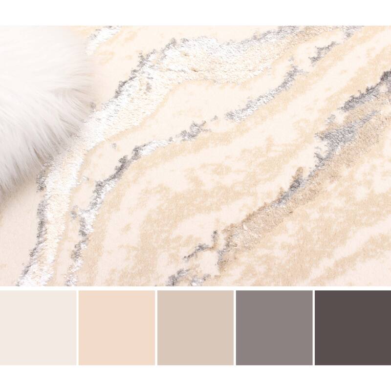 ECARPETGALLERY Machine Made Clara Ivory Area Rug