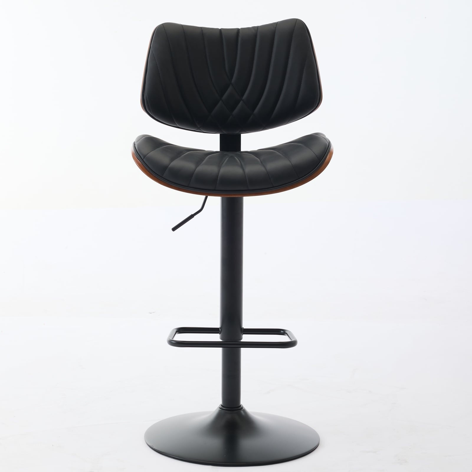 Ergonomic 360 Degree Swivel Bar Stool with Adjustable Height, Faux Leather Barstool with Metal Base and Footrest