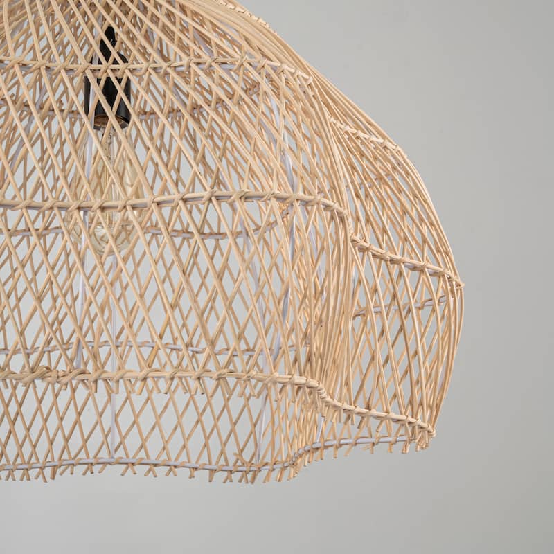 Serenity Large Rattan Pendant Light Coastal Interior Ceiling Hanging Light - 23.6