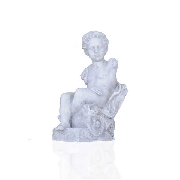 Vintage Look Off White Boy Sitting Statue Vintage Look Off White Boy Sitting Statue