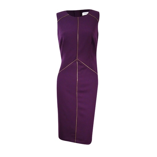 purple sheath dress with exposed zipper