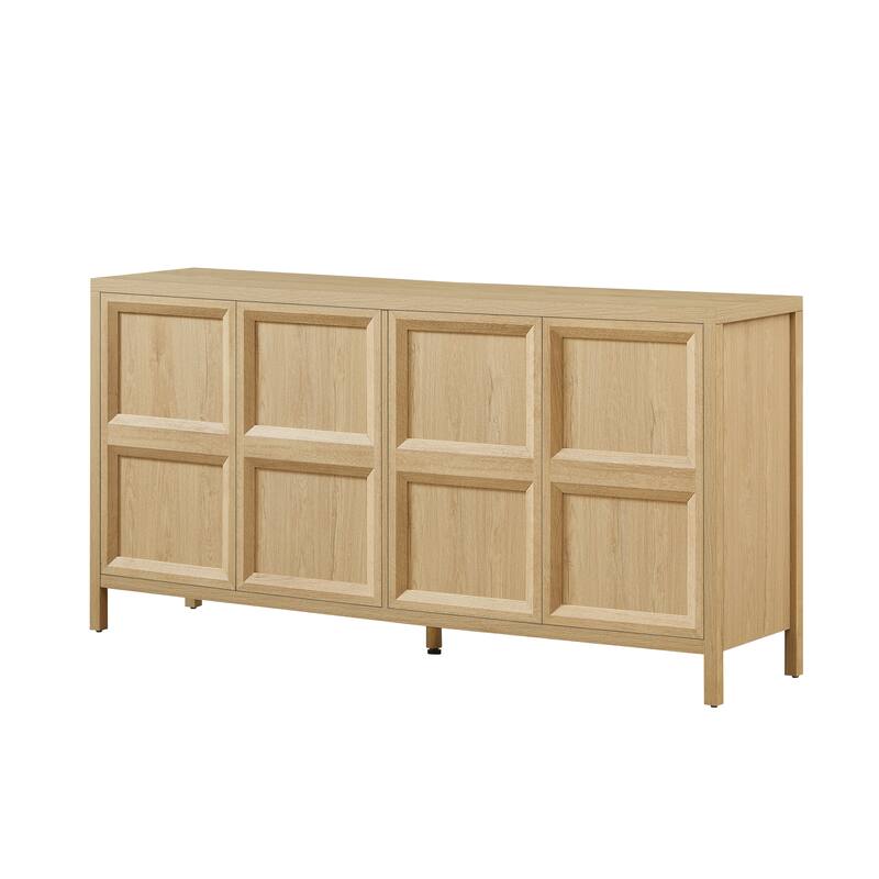 67" Modern sideboard storage cabinet with tip-on opening, soft-close hinges, and tilt-proof wall mount