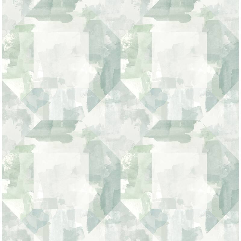 A-Street Prints Perrin Sea Green Gem Geometric Wallpaper