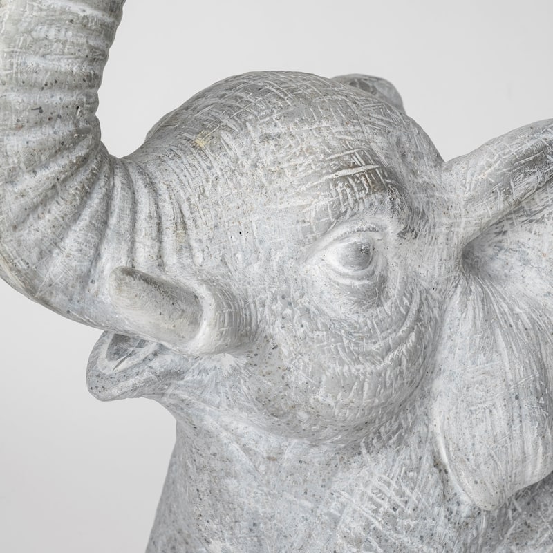 Tantor Grey Resin Elephant Calf Statue Table Lamp