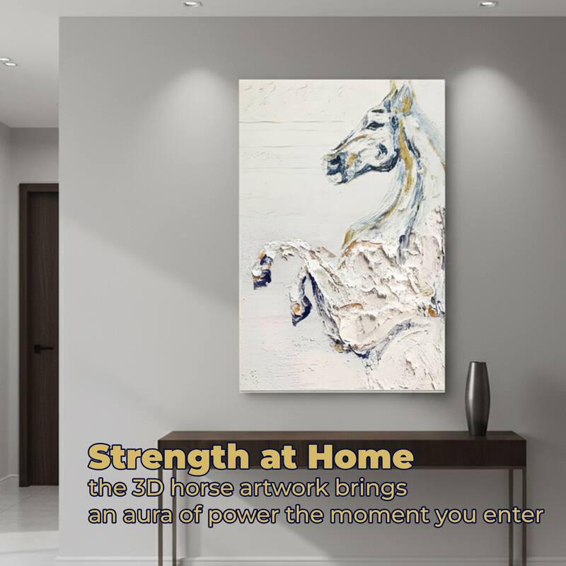 Majesty Hand Painted Oil Canvas Wall Art with Rearing Horse Design